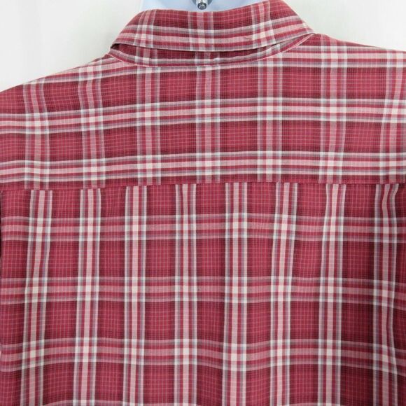 Salty Red Gray Plaid Shirt Mens Large  LS Button Cotton Blend - Picture 7 of 11